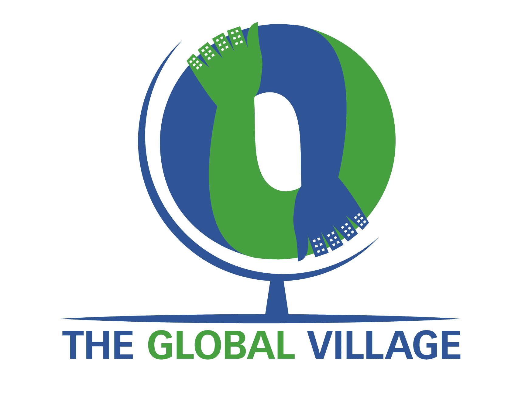 Global Villages logga som består av två armar som greppar varandra i en cirkel